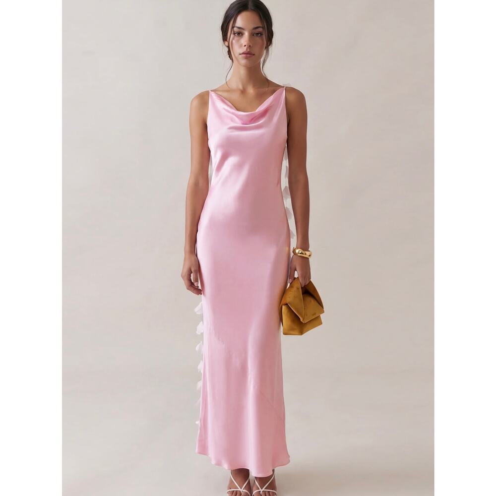 New few moda O.P.T Ingrid light pink silk blend dress $347 sz M - Picture 2 of 9